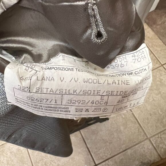 EVERETT HALL Gray Blue Plaid Windowpane 48L Wool Silk Big n Tall Italy - Picture 8 of 10